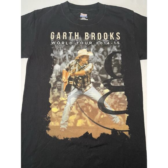 Hanes Mens Black Garth Brooks World Tour 2014-15 Concert T-Shirt Size Small - Picture 1 of 7